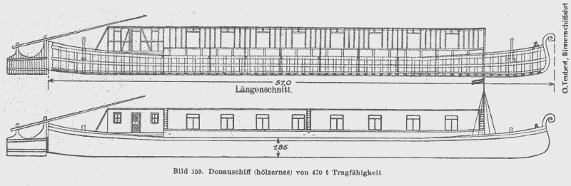 Donauschiff - 470 t (Lngsri / schets / elevation)