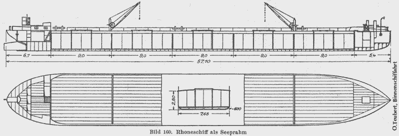 Rhoneschiff Seeprahm - Aufri / schets / elevation